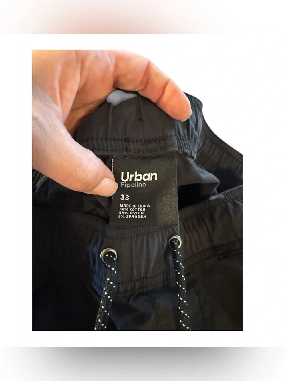Urban Pipeline Black Men’s Black Hybrid Shorts Size 33 Drawstring Zip Pocket